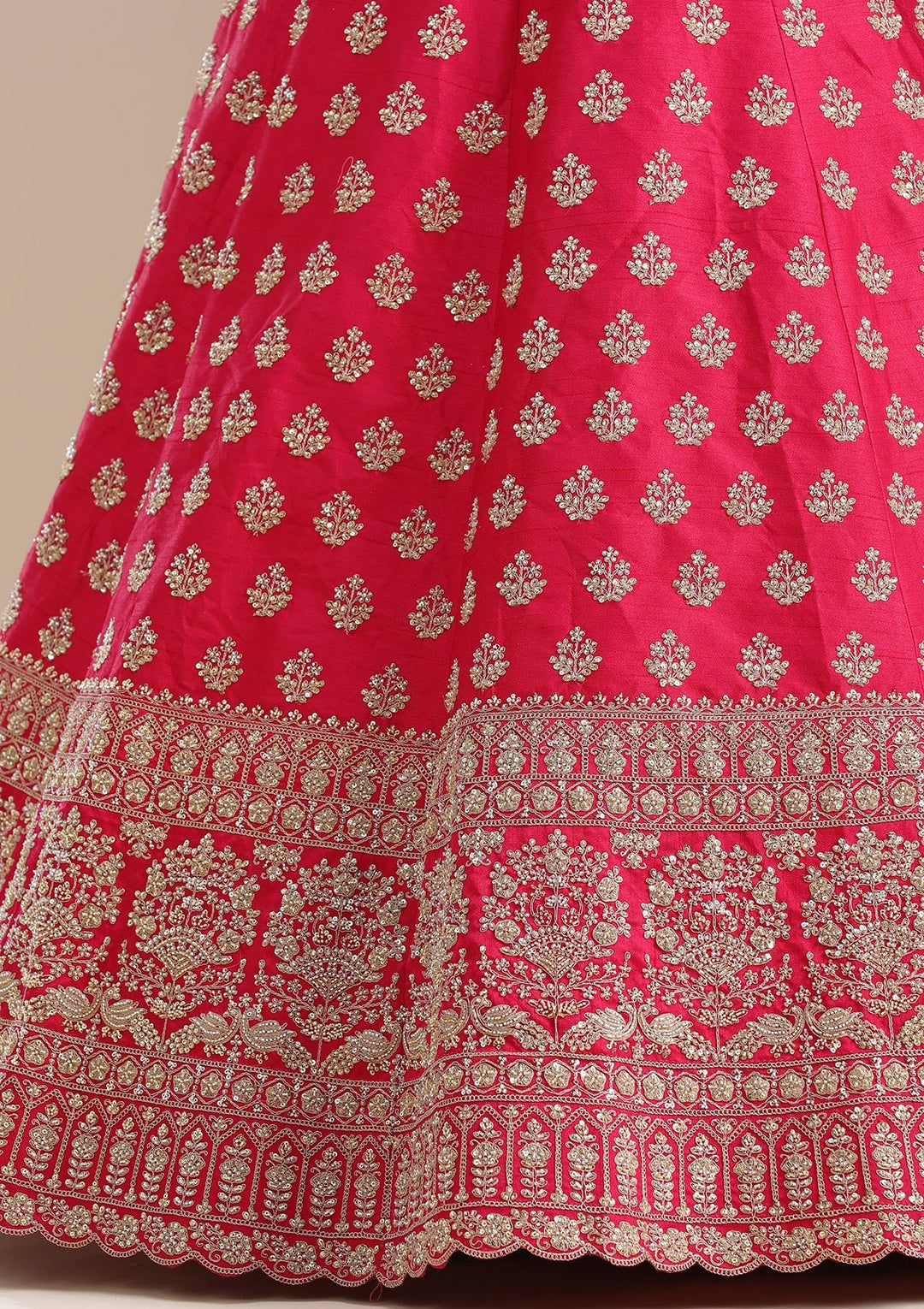 Rani Pink Cording Raw Silk Readymade Lehenga-koskii