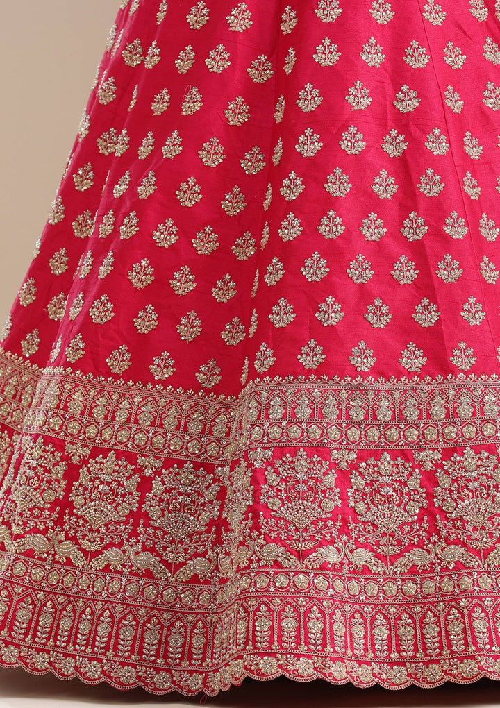 Rani Pink Cording Raw Silk Readymade Lehenga-koskii