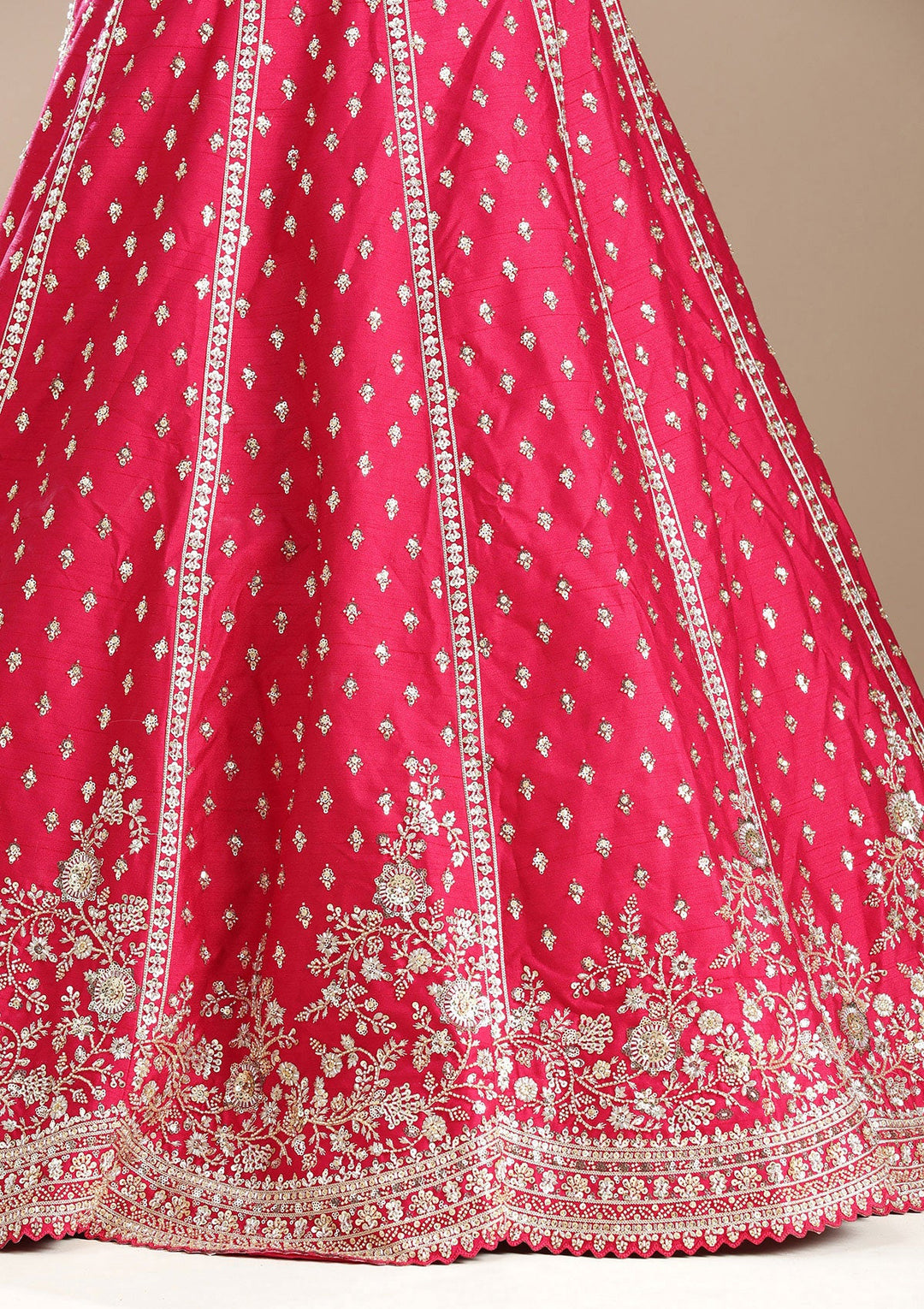 Rani Pink Cording Raw Silk Readymade Lehenga-koskii