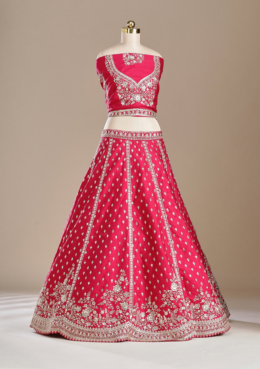 Rani Pink Cording Raw Silk Readymade Lehenga-koskii