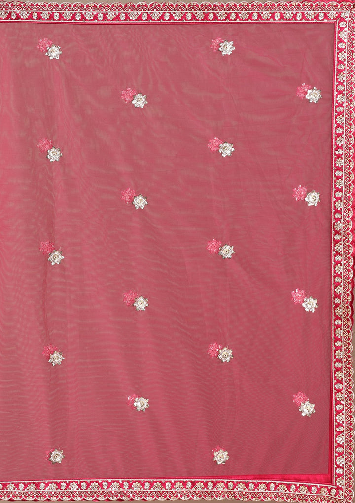 Rani Pink Cording Raw Silk Readymade Lehenga-koskii