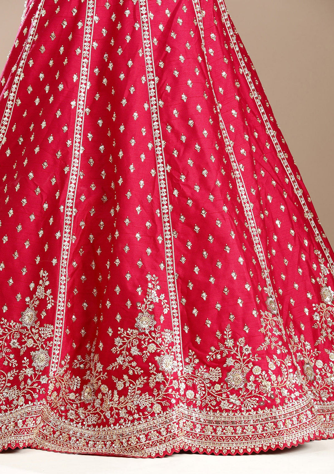 Red Cording Raw Silk Readymade Lehenga-koskii
