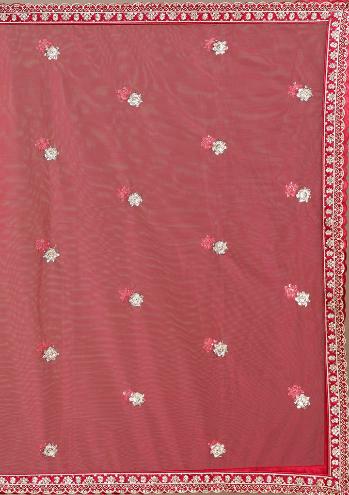Red Cording Raw Silk Readymade Lehenga-koskii