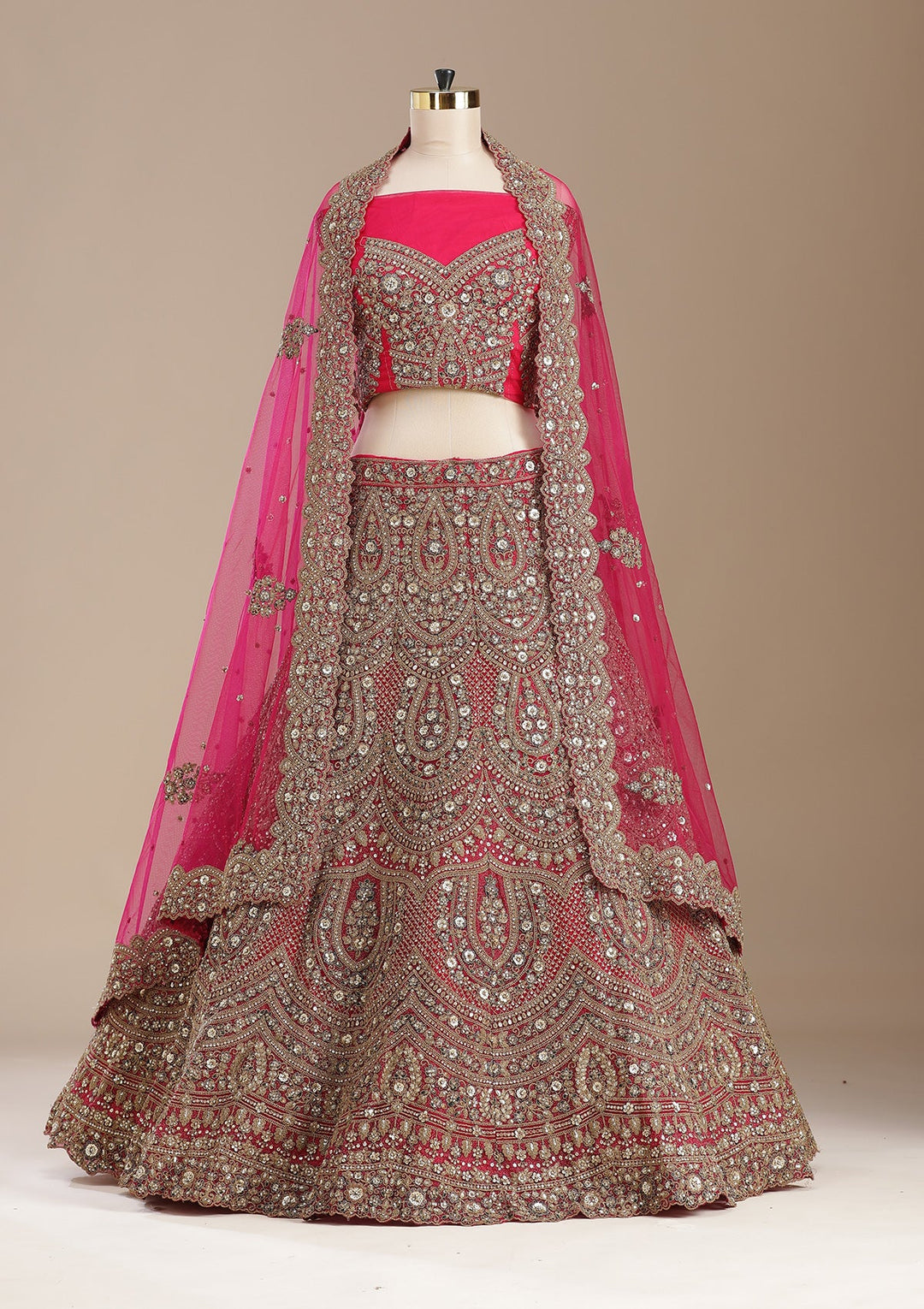 Rani Pink Sequins Net Readymade Lehenga-koskii