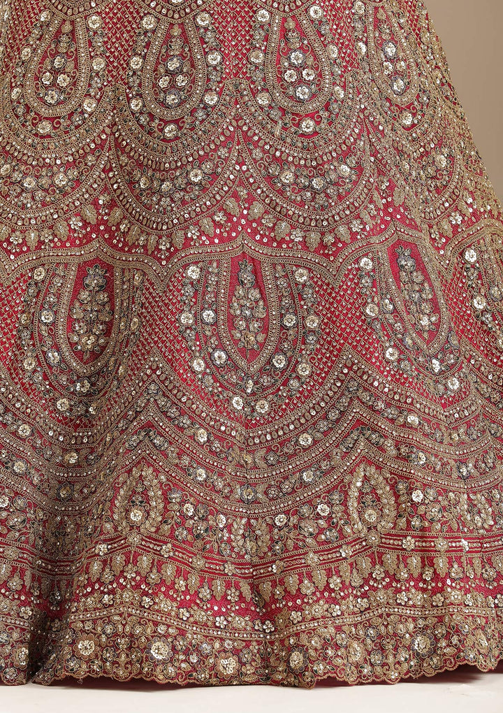 Rani Pink Sequins Net Readymade Lehenga-koskii