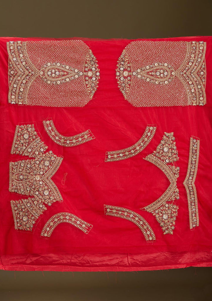 Red Sequins Net Readymade Lehenga