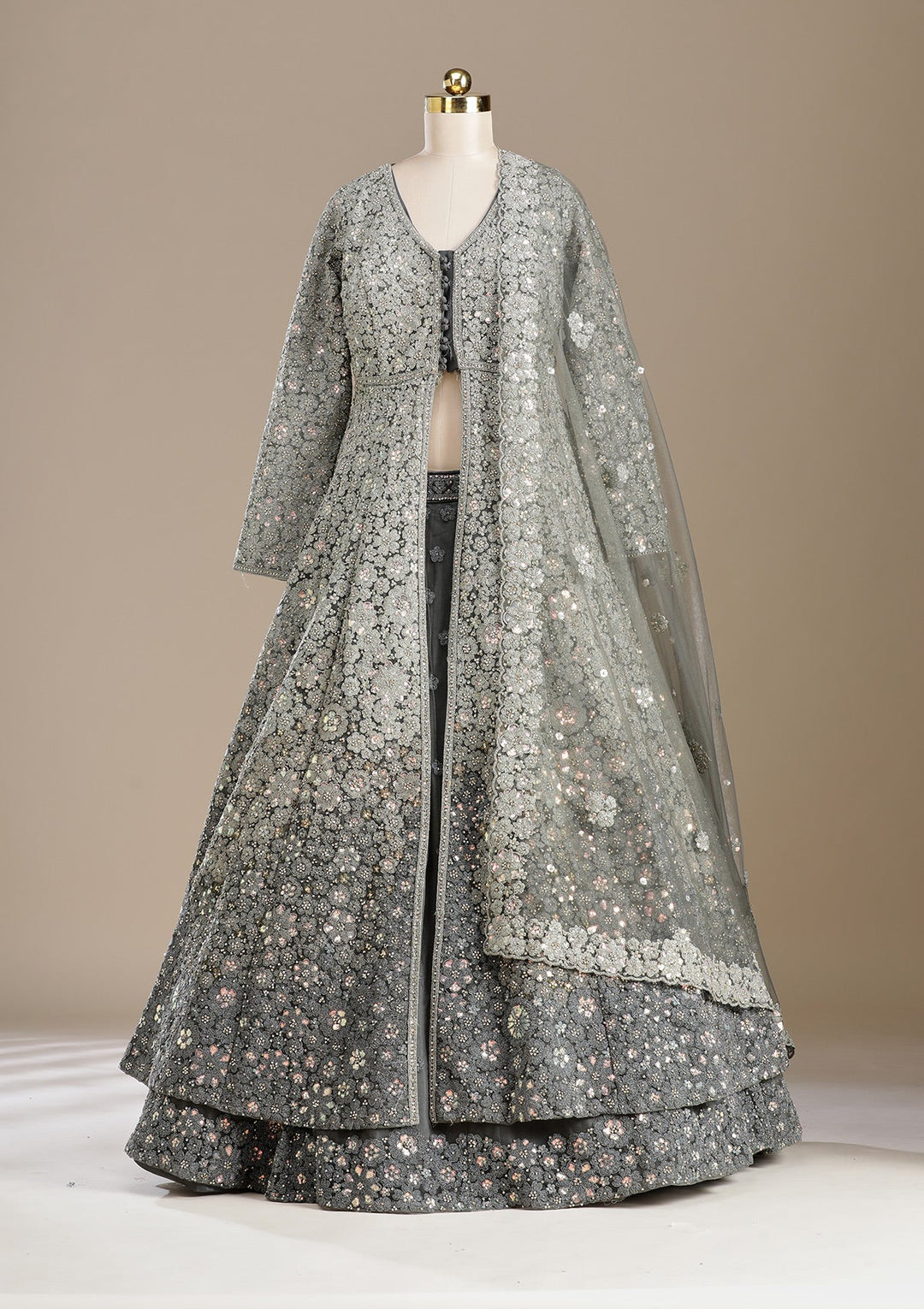 Mehendi Cording Net Readymade Lehenga-koskii