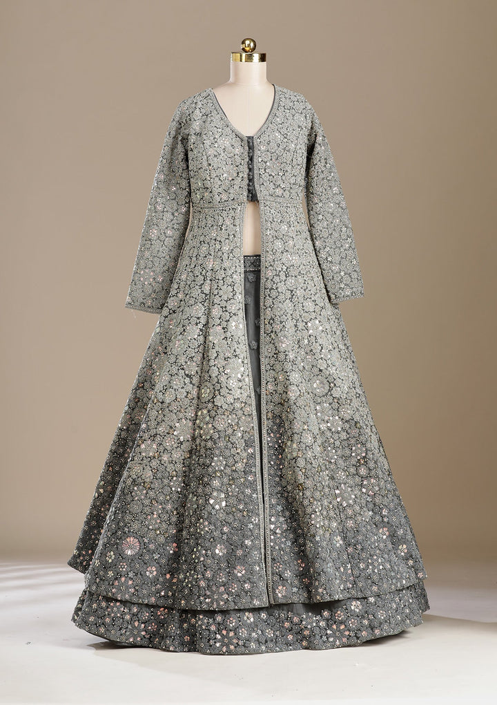 Mehendi Cording Net Readymade Lehenga-koskii