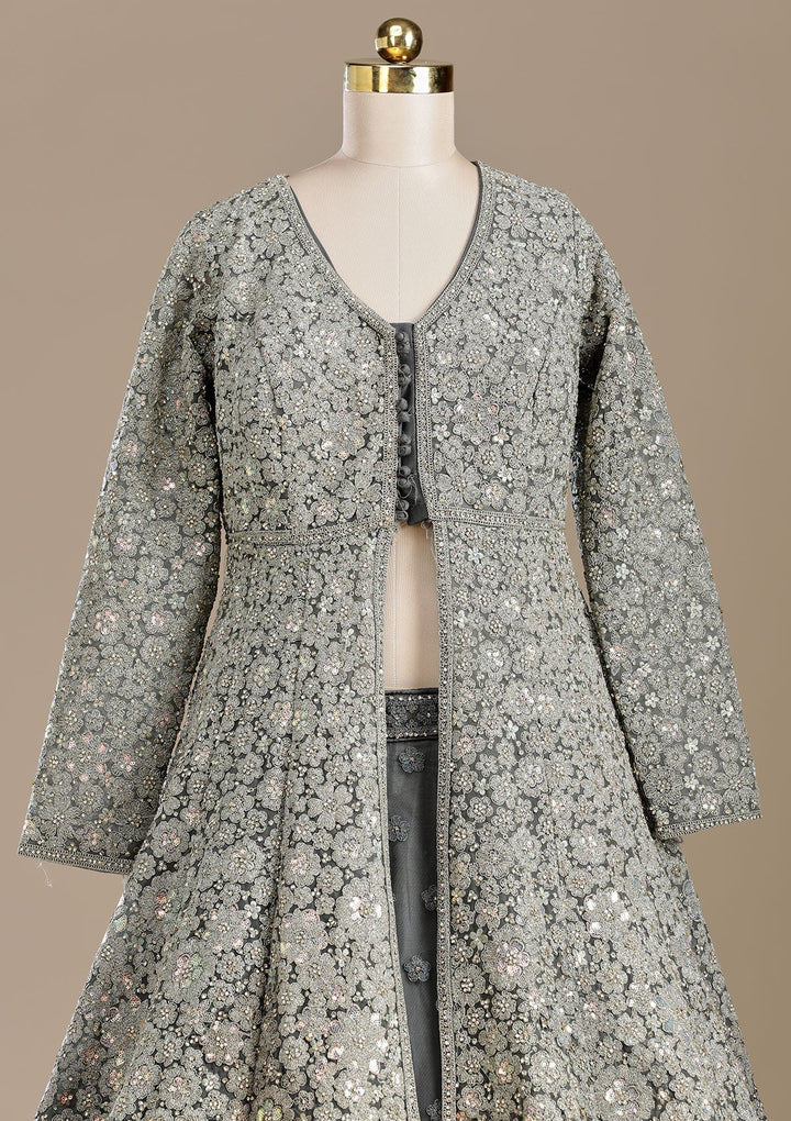 Mehendi Cording Net Readymade Lehenga-koskii