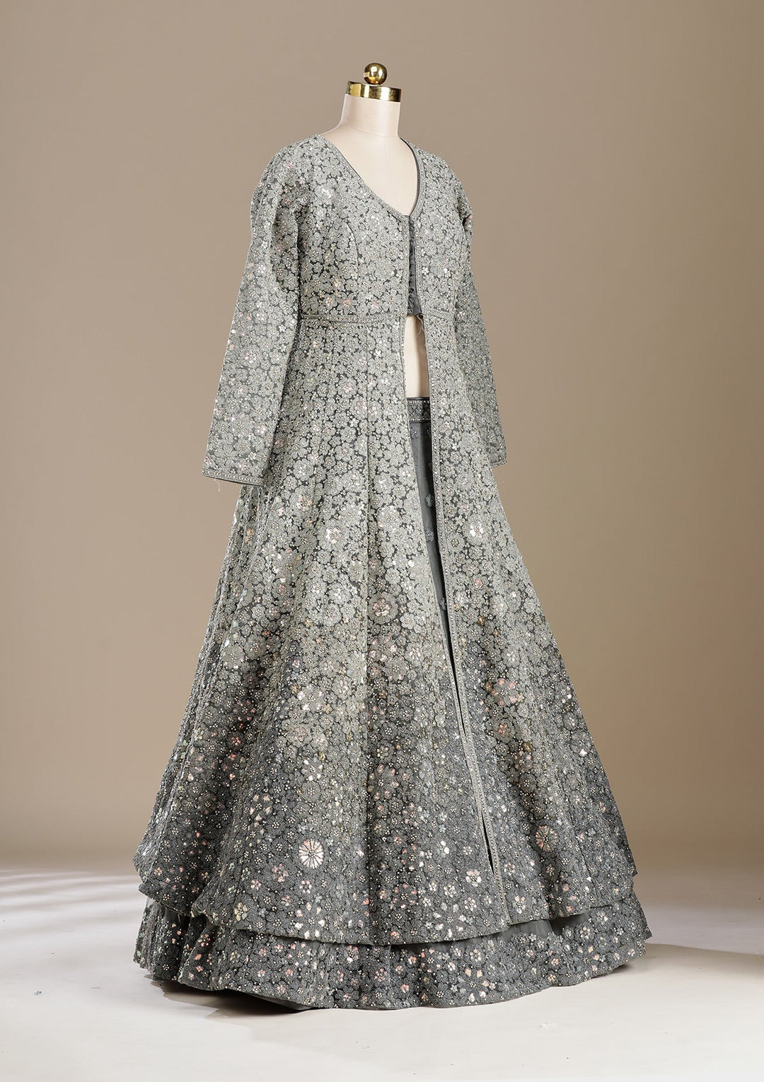 Mehendi Cording Net Readymade Lehenga-koskii