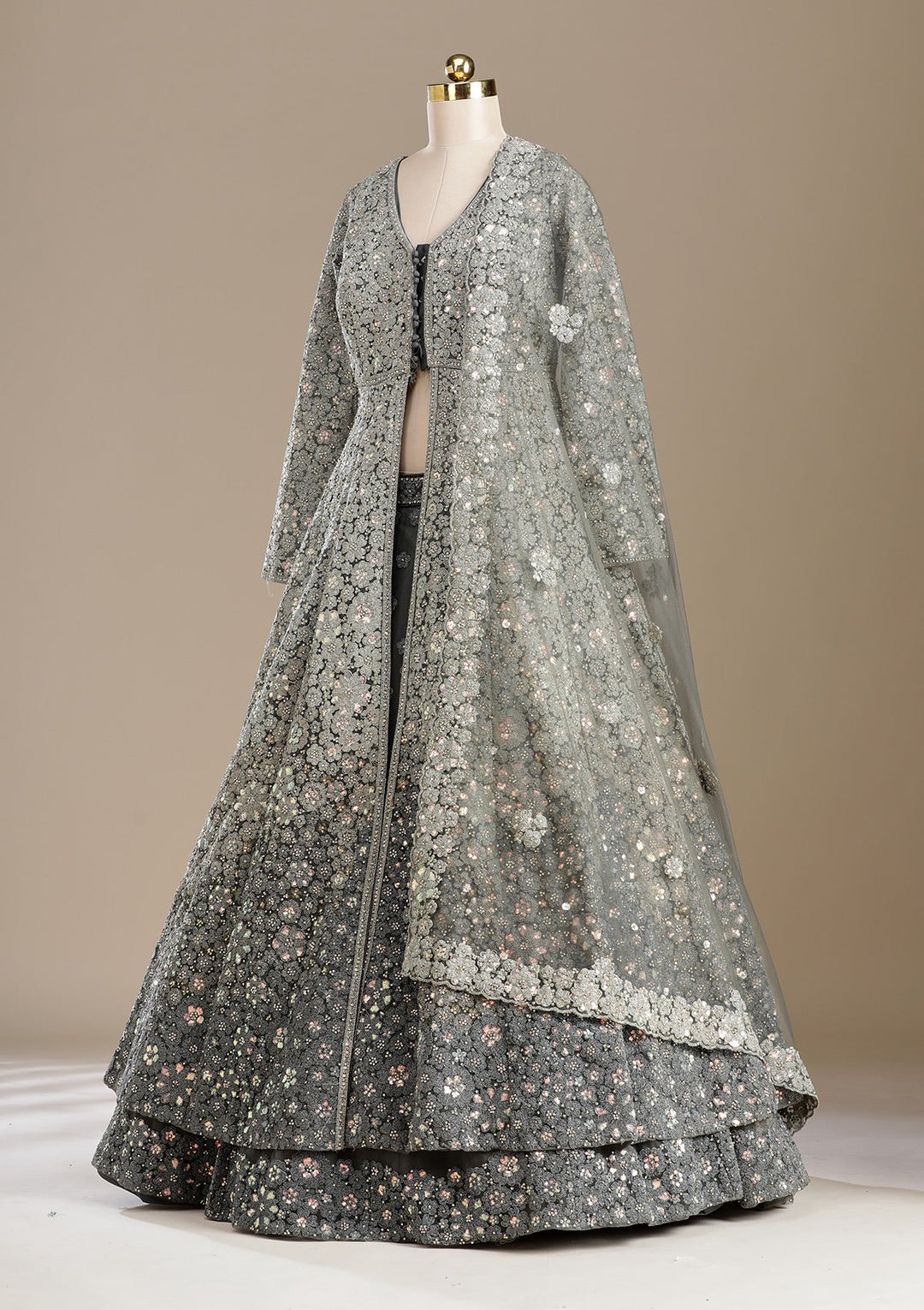 Mehendi Cording Net Readymade Lehenga-koskii