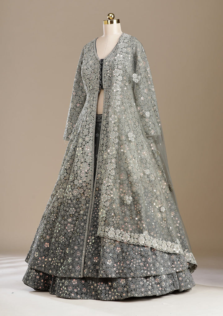 Mehendi Cording Net Readymade Lehenga-koskii