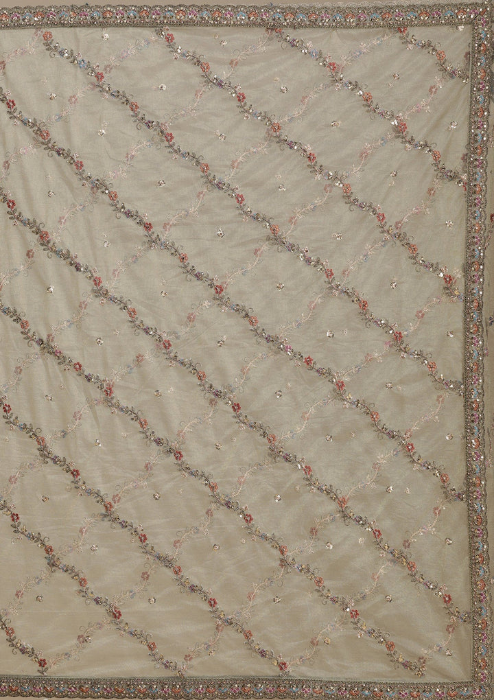 Mehendi Zariwork (Antique) Net Readymade Lehenga-koskii