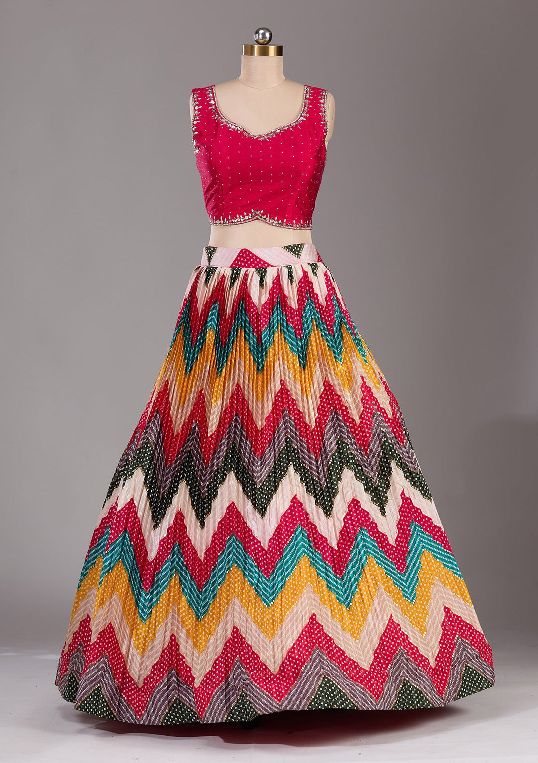 Rani Pink Stonework Georgette Readymade Lehenga-Koskii