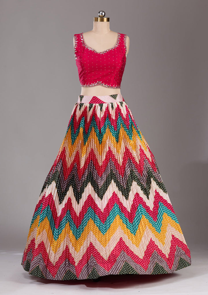 Rani Pink Stonework Georgette Readymade Lehenga-Koskii