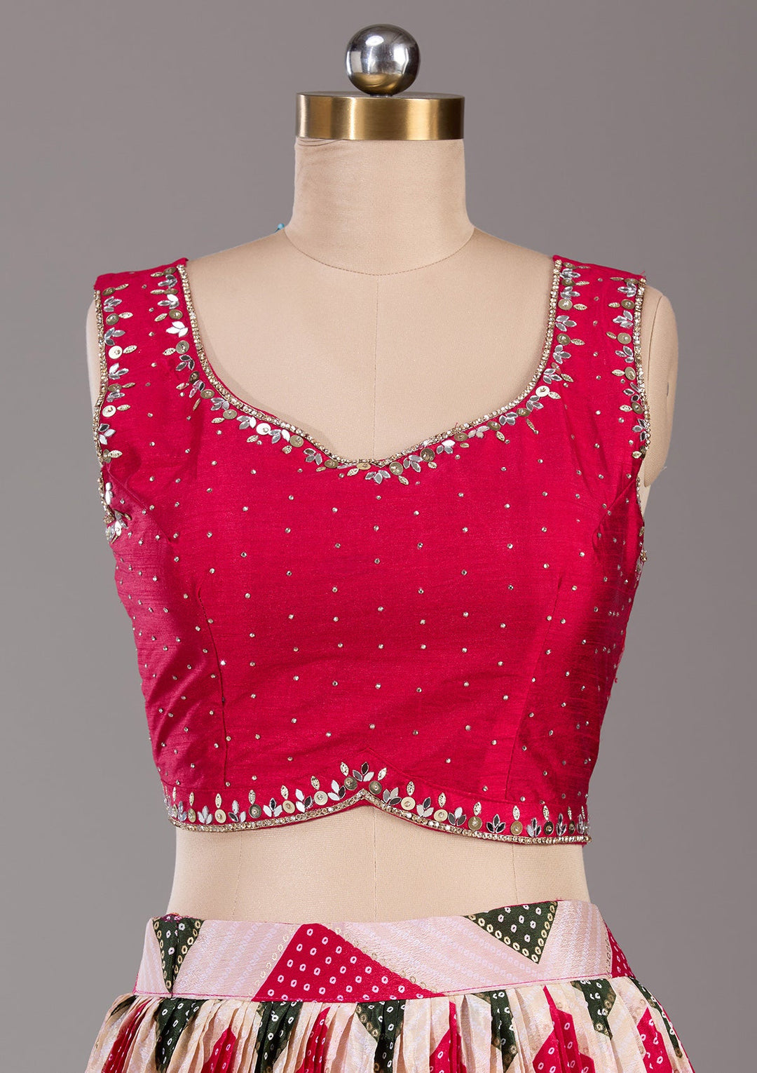 Rani Pink Stonework Georgette Readymade Lehenga-Koskii