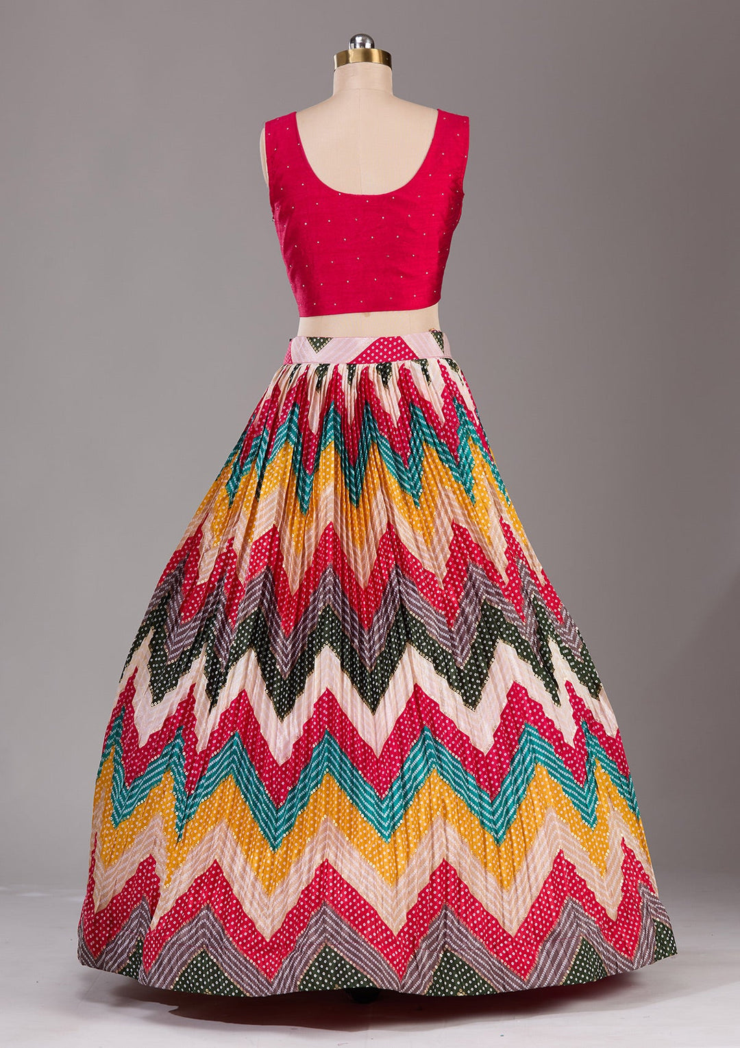 Rani Pink Stonework Georgette Readymade Lehenga-Koskii