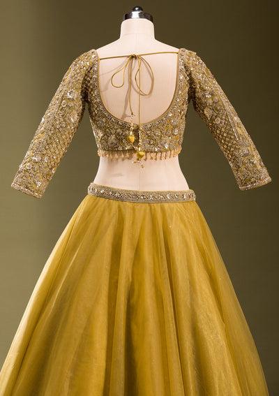 Mehendi Sequins Net Readymade Lehenga-koskii