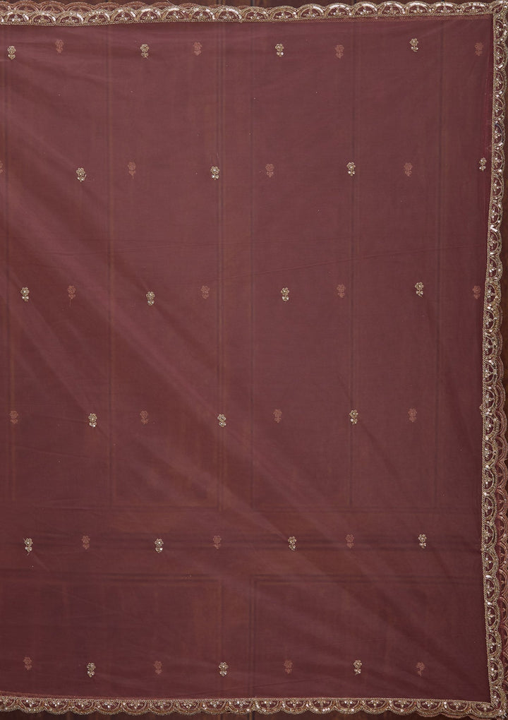 Onion Pink Sequins Net Readymade Lehenga-Koskii