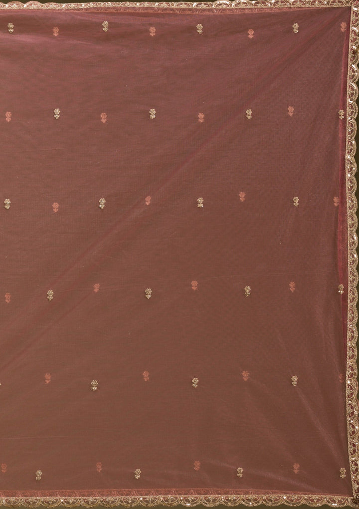 Onion Pink Sequins Net Readymade Lehenga-koskii