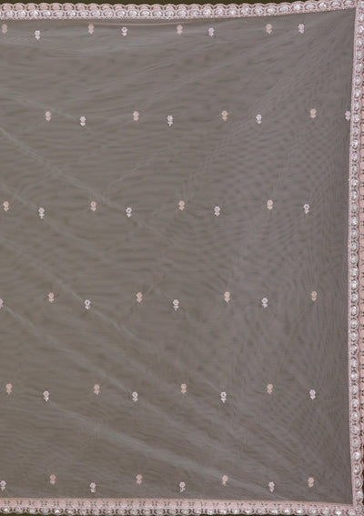 Baby Pink Silver Zariwork Net Readymade Lehenga-Koskii