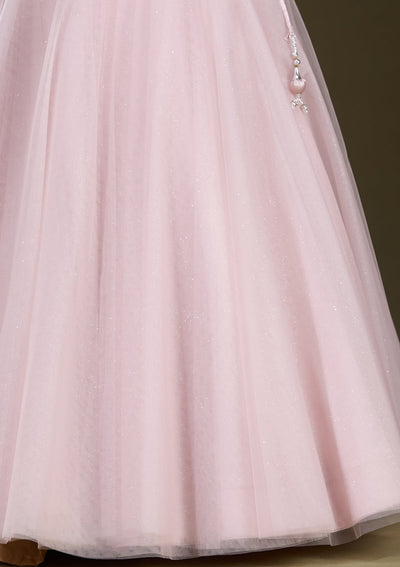 Baby Pink Silver Zariwork Net Readymade Lehenga-Koskii