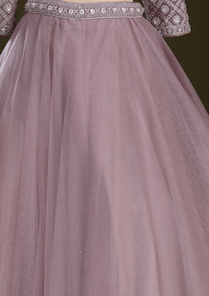 Lavender Silver Zariwork Net Readymade Lehenga-Koskii