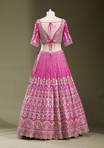 Rani Pink Zariwork Semi Crepe Readymade Lehenga-koskii