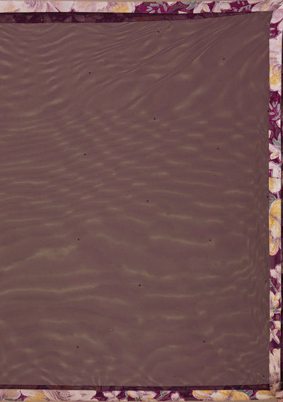Wine Stonework Tissue Readymade Lehenga-Koskii