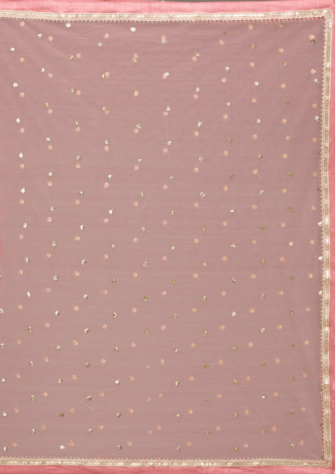 Onion Pink Mirrorwork Semi Crepe Readymade Lehenga