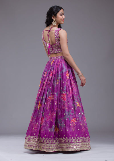 Wine Sequins Georgette Readymade Lehenga-Koskii