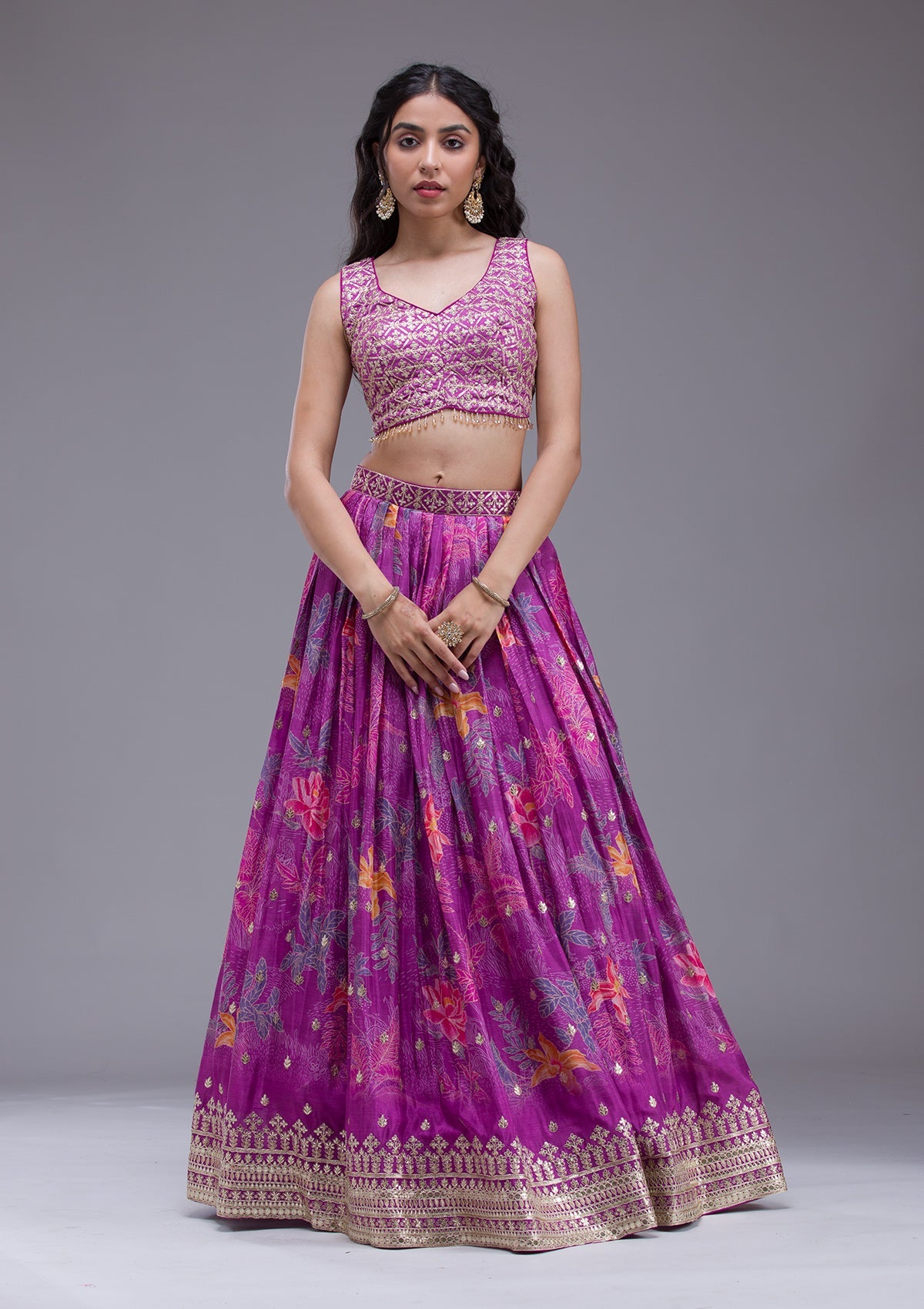 Wine Sequins Georgette Readymade Lehenga-Koskii