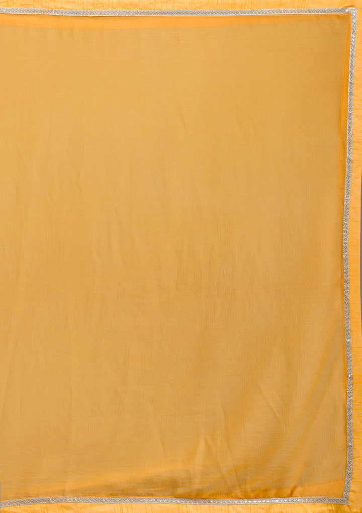 Mustard Sequins Georgette Readymade Lehenga-Koskii