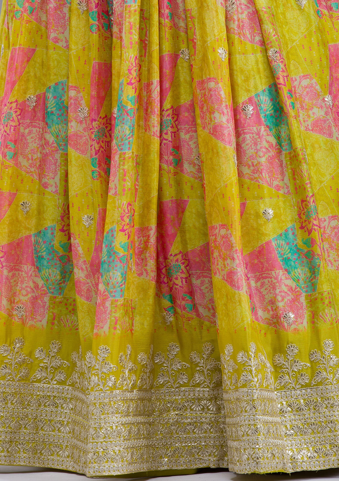 Parrot Green Sequins Georgette Readymade Lehenga-Koskii