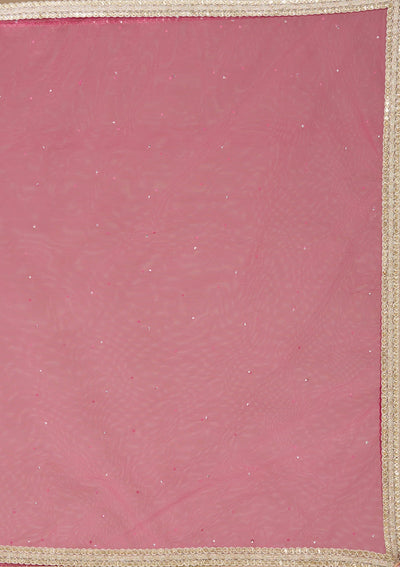Magenta Pink Mirrorwork Soft Raw Silk Readymade Lehenga-koskii