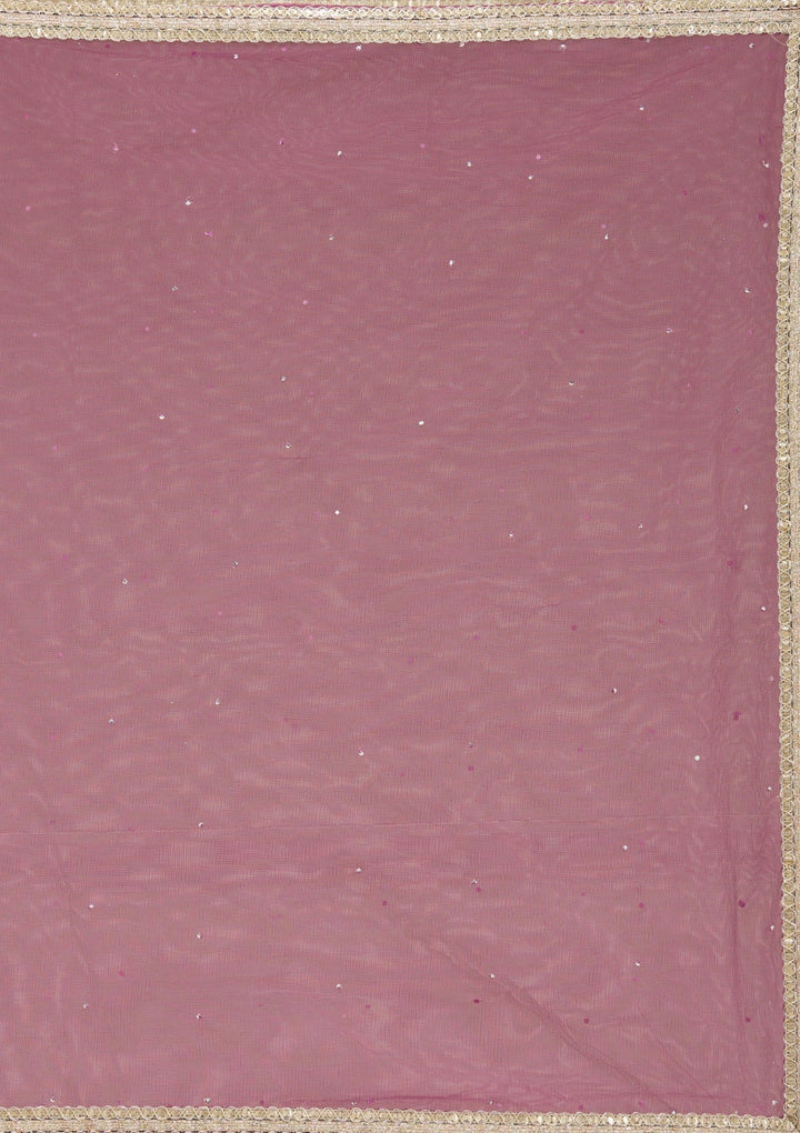 Purple Mirrorwork Soft Raw Silk Readymade Lehenga-koskii