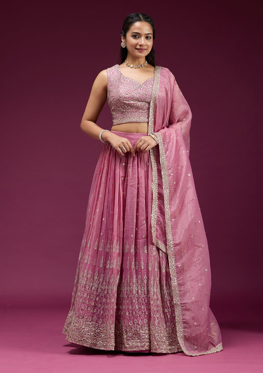 Pista Green Stonework Semi Crepe Unstitched Salwar Suit-koskii