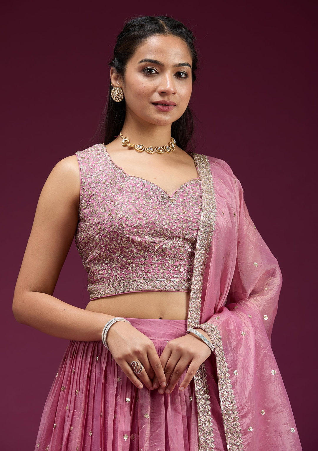 Sky Blue Stonework Semi Crepe Unstitched Salwar Suit-koskii