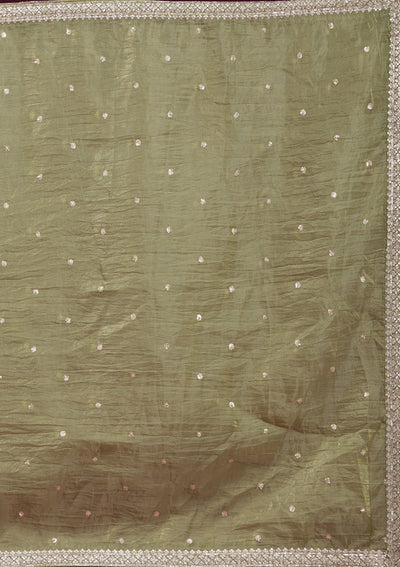 Pista Green Sequins Organza Readymade Lehenga-koskii