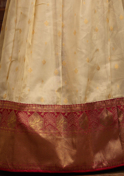 Beige  Banarasi Readymade Lehenga-Koskii