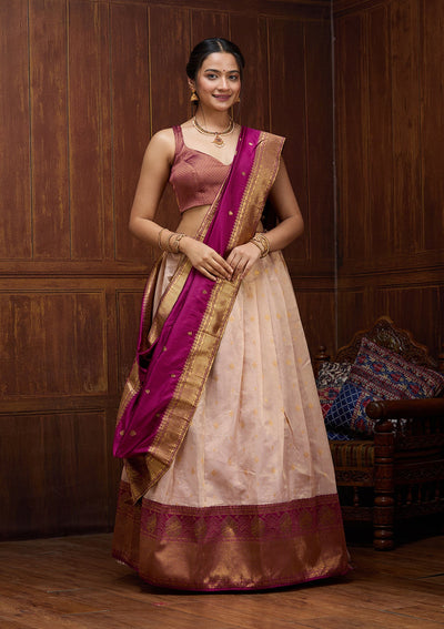 Gold Zardozi (Gold) Tissue Unstitched Salwar Suit-koskii