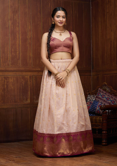 Pink Threadwork Linen Unstitched Salwar Suit-koskii