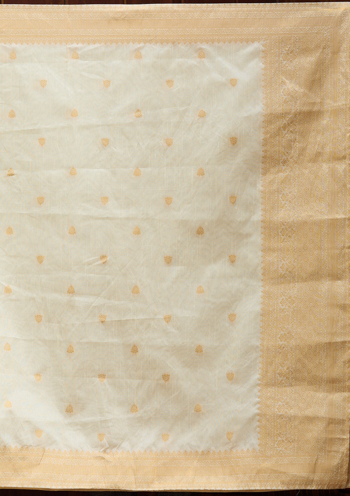 Off White  Banarasi Readymade Lehenga-Koskii