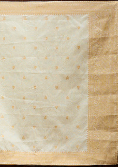 Off White  Banarasi Readymade Lehenga-Koskii