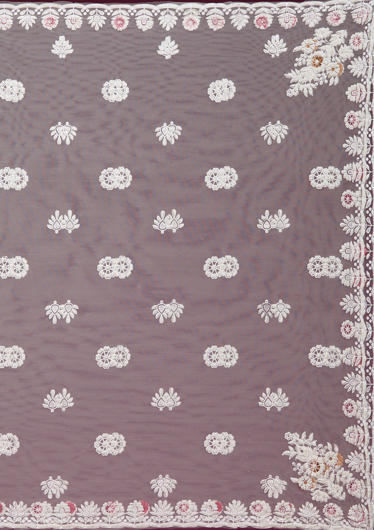 Beige Pearlwork Net Readymade Lehenga-koskii