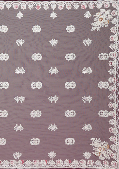 Beige Pearlwork Net Readymade Lehenga-koskii