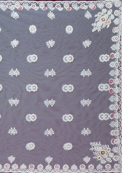 Sky Blue Pearlwork Net Readymade Lehenga-koskii