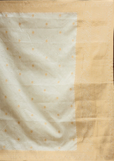 Off White Banarasi Readymade Lehenga-Koskii