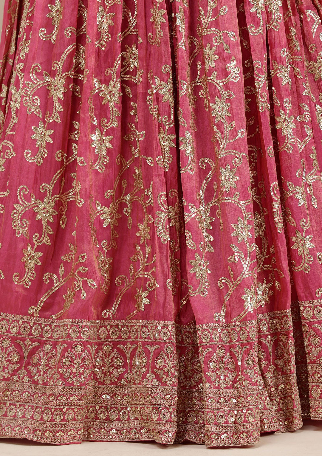 Magenta Pink Sequins Shimmer Readymade Lehenga-koskii