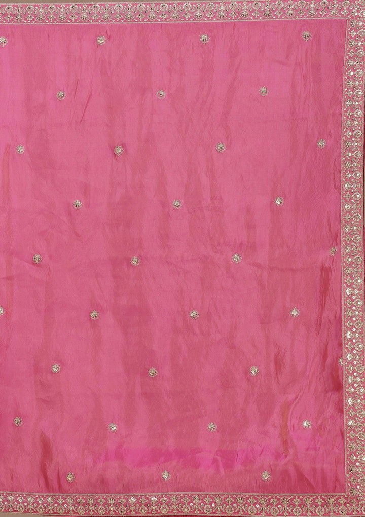 Magenta Pink Sequins Shimmer Readymade Lehenga-koskii